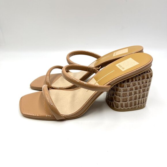 Dolce Vita Womens Size 8.5 Brown Croc Gator Heel Minimalist Sandals Heels - Picture 6 of 14